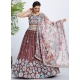 Embroidered Sequins And Thread Work Georgette Lehenga Choli In Brown