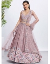 Cord Embroidered Sequins And Thread Work Chiffon A - Line Lehenga Choli In Pink