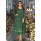 Embroidered And Sequins Work Faux Georgette Gown In Green