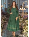 Embroidered And Sequins Work Faux Georgette Gown In Green