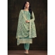 Sea Green Organza Salwar Suit With Embroidered And Swarovski Work