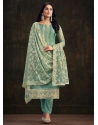 Sea Green Organza Salwar Suit With Embroidered And Swarovski Work