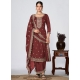 Embroidered Work Vichitra Silk Salwar Suit In Brown