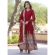 Maroon Faux Georgette Gown With Embroidered And Sequins Work