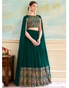 Green Georgette Readymade Lehenga Choli With Embroidered Work
