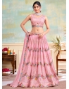 Pink Georgette Embroidered Resham And Sequins Work Readymade Lehenga Choli