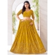 Mustard Georgette Readymade Lehenga Choli With Embroidered Resham And Sequins Work