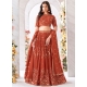 Staring Brown Georgette Readymade Lehenga Choli With Embroidered Resham And Sequins Work