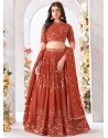 Staring Brown Georgette Readymade Lehenga Choli With Embroidered Resham And Sequins Work