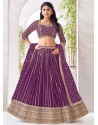 Purple Net Readymade Lehenga Choli With Embroidered And Sequins Work