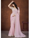 Pink Crepe Silk Contemporary Sari