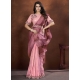 Moti Sequins And Thread Work Crepe Silk Contemporary Sari In Pink