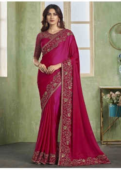 Silk Contemporary Saree With Patch Border Embroidered And Sequins Work