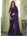 Blue Silk Classic Saree With Patch Border Embroidered And Sequins Work