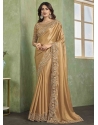 Gold Patch Border Embroidered And Sequins Work Satin Contemporary Sari