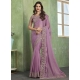 Patch Border Embroidered And Sequins Work Chiffon Classic Saree In Purple For Engagement