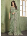 Satin Silk Contemporary Sari With Patch Border Embroidered And Sequins Work