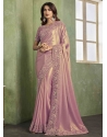 Pink Satin Patch Border Embroidered And Sequins Work Contemporary Sari