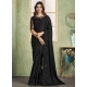 Black Satin Silk Classic Sari With Patch Border Embroidered And Sequins Work