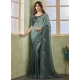 Green Satin Silk Trendy Saree With Patch Border Embroidered And Sequins Work