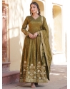 Green Embroidered Sequins And Zari Work Viscose Designer Gown