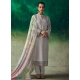 Grey Muslin Trendy Suit With Embroidered And Resham Thread Work