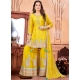 Yellow Georgette Embroidered Mirror And Sequins Work Trendy Suit For Engagement