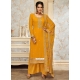 Mustard Georgette Embroidered Work Trendy Suit For Ceremonial
