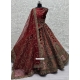 Velvet Bridal Lehenga Choli With Embroidered Thread And Zari Work