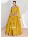 Mustard Georgette Readymade Lehenga Choli With Embroidered And Sequins Work