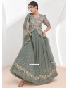 Grey Georgette Readymade Lehenga Choli With Embroidered And Sequins Work