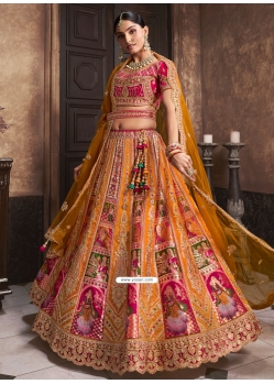 Silk Lehenga Choli With Embroidered Patch Border And Sequins Work