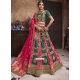 Embroidered Patch Border And Sequins Work Silk A - Line Lehenga Choli In Pink And Rama