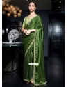 Green Satin Contemporary Sari