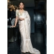 White Satin Floral Patch And Woven Work Classic Saree For Ceremonial