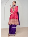 Pink Chinon Embroidered And Sequins Work Readymade Salwar Suit For Ceremonial