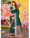 Competent Green Silk Designer Saree With Woven Work