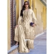 Cream Chinon Beads Embroidered And Sequins Work Pakistani Salwar Suit For Ceremonial