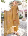 Beige Aari And Diamond Work Cotton Salwar Suit