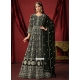 Black Faux Georgette Embroidered Work Salwar Suit