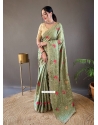 Green Tussar Silk Traditional Saree With Embroidered Work