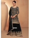 Black Chinon Salwar Suit With Embroidered Work For Ceremonial