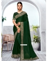 Green Art Silk Classic Saree With Embroidered And Swarovski Work For Ceremonial
