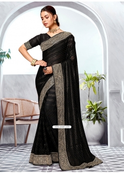 Art Silk Classic Sari In Black