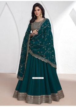 Green Silk Designer Gown With Embroidered And Sequins Work