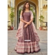 Digital And Patola Print Work Silk Gown In Brown For Ceremonial