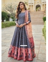 Blue Digital And Patola Print Work Silk Gown
