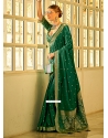 Weaving And Zari Work Satin Silk Classic Saree In Green For Ceremonial