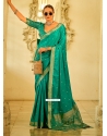 Green Satin Silk Weaving And Zari Work Contemporary Saree For Ceremonial
