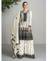 White Chinon Designer Embroidered Salwar Suit